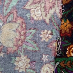 Flannel Fabric–Jewel Tone Floral on Dark Navy Cotton, 58″ Wide x 2+ Yards
