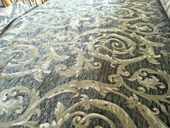 Saxxon Chenille Damask Upholstery Acanthus Leaf Drapery Home Gray Swirl Luxe