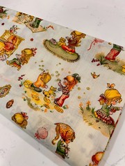 Darling 70s Girls With Cats Manes Holly Hobbie Inspired 45” Wide 7 Yards Fabric