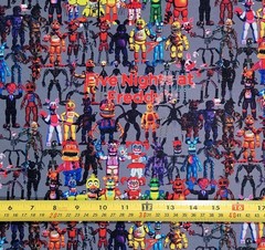 FIVE NIGHTS AT FREDDYS COLLAGE ANIME 1 YARD FABRIC ( 36″ X 58″ ) BRAND NEW