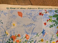 VTG House ‘N Home Fabrics & Draperies 48″ X 46″ Fabric Floral Blue Green