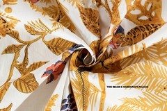 Indian Owl Bird Floral Handmade Cotton Fabric Natural Sanganeri Printed By Yard