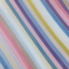 Vintage Pastel Rainbow Stripes Fabric with Metallic Silver, Cute Kawaii Fabric