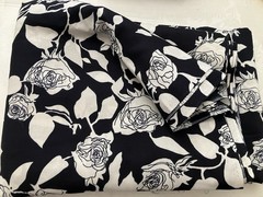 High Quality Cotton Poplin Fabric Designed in Japan Dark Navy White Roses 6 Yard