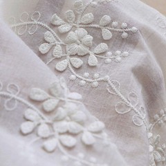 1M Cotton Fabric Floral Cloth 3D Embroidered Flower Costume Tablecloth Craft Sew