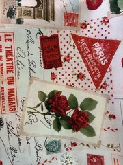 Paris Cream Timeless Treasures Fabric Collage Postcard Travel Rose choice
