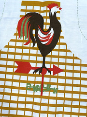 Vintage Jones New York 1981 Heavy Cotton Apron Fabric Panel Rooster Print