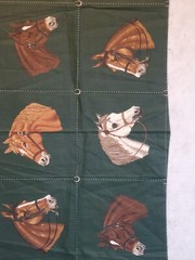 Horse head panel fabric polished Cotton Chinz 18″ x 45″ VTG Arabian, Quarter, Pa