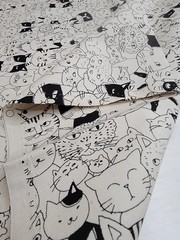 ORIMONO – Cat Faces Cartoon Sketch by Sevenberry – Natural ,1/4 yard