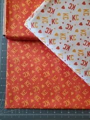 Kansas City Chiefs, NFL, KC Heart Toss Fabric! Cotton•1yd•BTY•Or/Gold•FAST SHIP