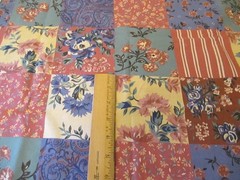 Cotton FABRIC Floral Blocks Cheater Quilt Multicolored 1yd 6″ x 44