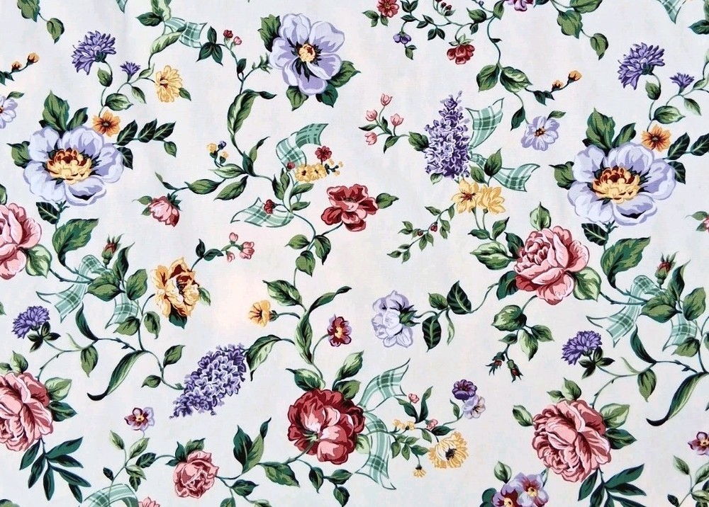VTG 5th Avenue Designs Floral Upholstery Fabric Cotton 53″ X By The Yard