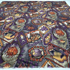 Faux Patchwork Exotic Fish Purple Sampou The Red Sea Kaufman Cotton Fabric 27″L