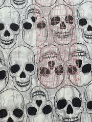 Alexander Henry OOP YORICK SKULL Black White Cotton Fabric “18X44” New