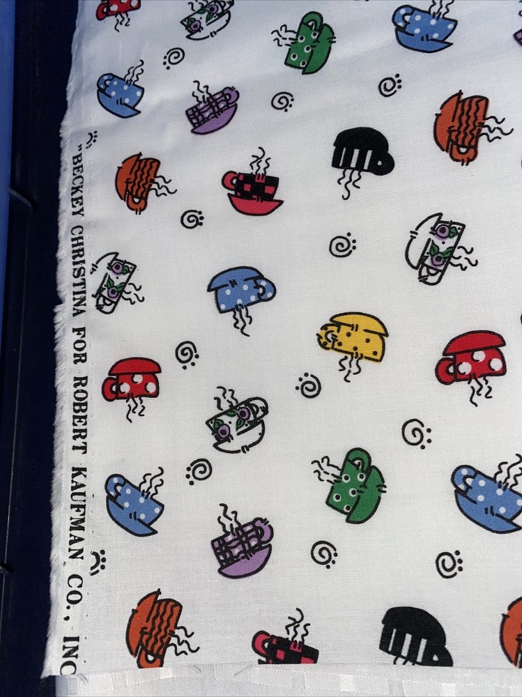 18”x21 1/2” Cotton Fabric Beckey Christina Colorful Coffee Cups Quilt USA #0589