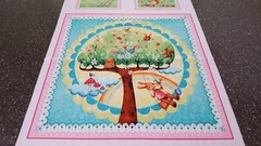 Rainbow Woodland Panel 42×23 Mila Marquis Red Rooster Tree Animal Blocks