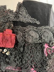 Remnant / Salvaged Vintage Material & Ephemera Pack. Black, Velvet, Sparkle Mix