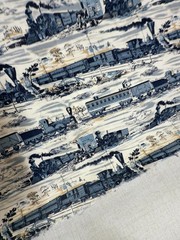 MARCUS BROTHERS TEXTILES Vintage Steam Train Fabric Remnant 18×42