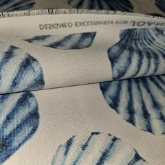 Joann Outdoor Fabric Blue Scallop Shells Coastal Nautical 54” x 1.5 Yds