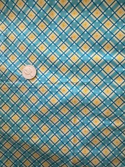 Quilting Fabric Aqua Teal Mustard Geometric Plaid 16×18 Remnant