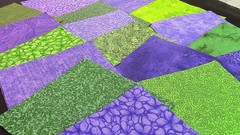 (54) 5″ Squares – Purple & Green Color Combo – 100% Cotton Fabric – 5781