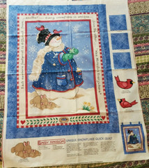 Unique Snowflake Quick Quilt Fabric Panel Daisy Kingdom Wintertime Snowman