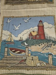 Lot Of 12 VTG Cotton Fabric Pillow Panels Lighthouse ,Farmhouse & Flowers Read