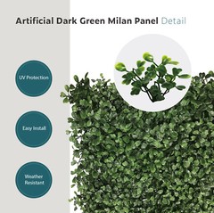 20″x20″ Artificial Boxwood Mat Wall Hedge Decor Ties Fence Panel Dark Green