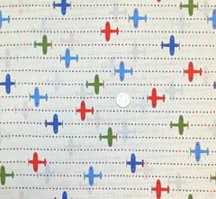 Lil Aviator, Red Blue & Green Planes on White Fabric, By Half Yard