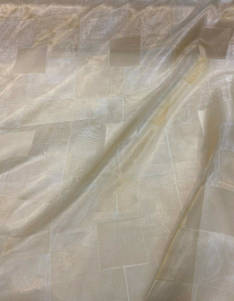 French Sheer Organza Gold Squares 118″ wide fabric By the yard