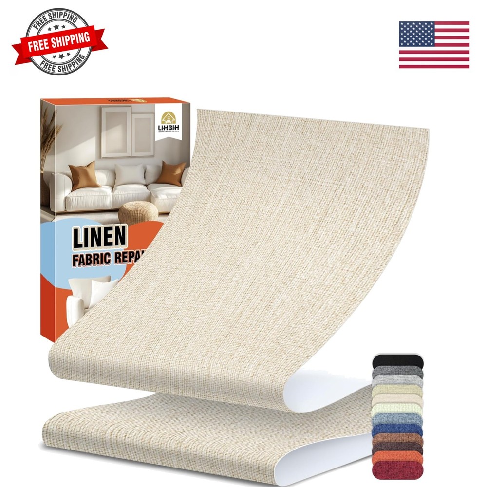 Linen Fabric Repair Tape 4.7×63 Inch, Self Adhesive Couch Patch Repair Fabric…