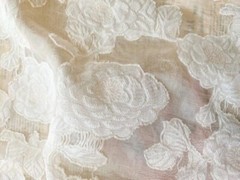 White Beige black Organza Jaquard Fabric, flower embroidery Wedding dress