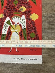 Michael Miller Fabric Panel Chinese Christmas Angel Tree Art Signed MCM Quilt