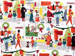 Alexander Henry Merry Main Street Christmas Fabric Remnant 36″ x 11″ Retro OOP