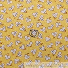 BonEful Fabric FQ Cotton Quilt Yellow Brown White Rose Flower VTG Antique Dot UK