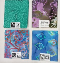 4 Bundles New Batik Fabric Fat Quarters JoAnn 18″x 21″ purple blue green India