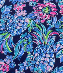 Lilly Pulitzer Cotton Poplin Fabric High Tide Navy Pineapple Paradise 36″ X 57″