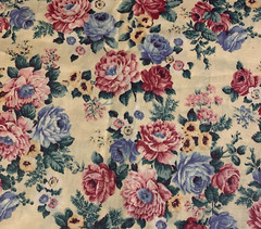 Vintage Floral Fabric By Peter Pan Pink Mauve Blue Yellow Flowers On Cream 2 Yds