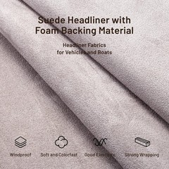 Light Grey Suede Headliner Fabric 122″ L x 60″ W – Foam Backing for Car/SUV/RV