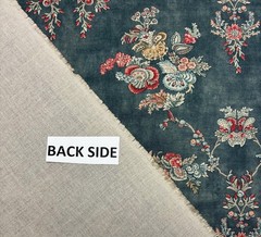 BALLARD DESIGNS QUINTON NAVY BLUE FLORAL MULTIUSE LINEN FABRIC BY THE YARD 54″W