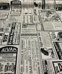 Newspaper Sepia Sordi Cotton Multipurpose Fabric by the yard
