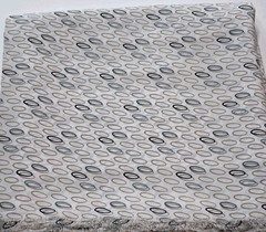 3 3/4 ydx 45″ w Polyester Crepe Fabric White w/Tan Black Gray Circles NO STRETCH