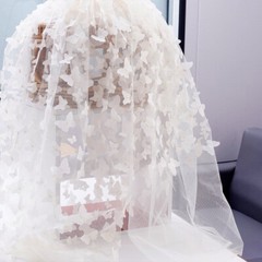 3D Butterfly Mesh Tulle Cloth Gradient Organza Wedding Party Skirt Sewing Fabric
