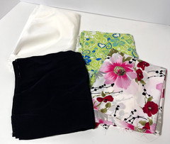 Large Mixed Lot of Silky Prints Fabric Material Remnants Crafts Floral Apparel
