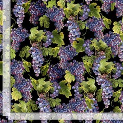 Food Fabric | Packed Grape Vines Purple Black | Timeless Treasures YARD