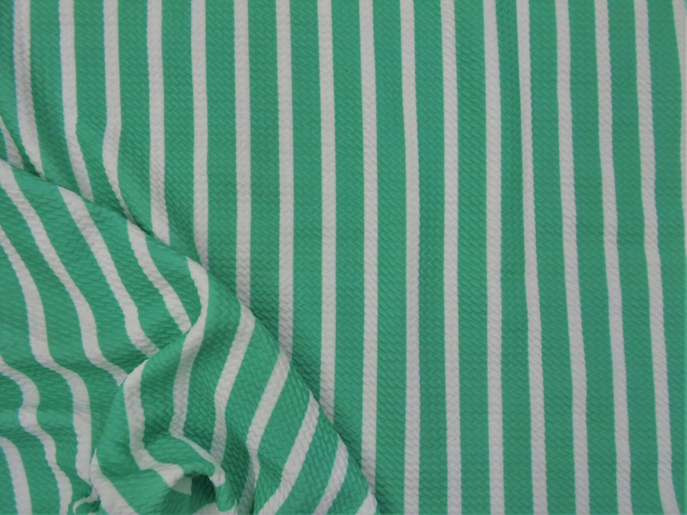 Bullet Printed Liverpool Textured Fabric Stretch Mint Green White Stripe X36