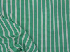 Bullet Printed Liverpool Textured Fabric Stretch Mint Green White Stripe X36