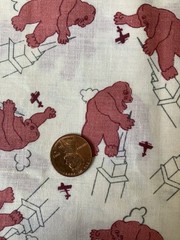 Vintage Pink King Kong on Empire State Building Fabric 2 1/2 yards Unbranded