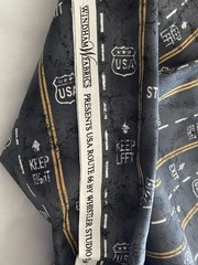 Route 66 Road Map Travel Gray Cotton Fabric Whistler Studios for Winham 1.5 yds