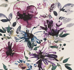 CHIVASSO/JAB CURTAIN FABRIC Flowers of Paradise 3.7 METRES CH2721-080 PURPLES